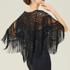 BABEYOND Gatsby Shawl Wrap for 1920s Evening Party Night Cape for Women Bridal Sequin Capelet