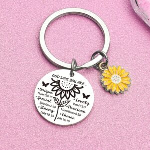 ORZOESD Religious Keyring Christian Gifts For Woman Sunflower Lover Gift Religious Baptism Jewelry, Religious Keychain, Standard