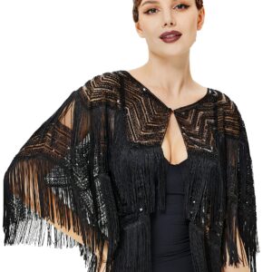 BABEYOND Gatsby Shawl Wrap for 1920s Evening Party Night Cape for Women Bridal Sequin Capelet