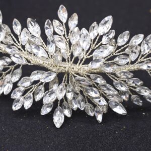 Oriamour Silver Wedding Headbands Crystal Bridal Headpieces For Women Wide Bridal Headbands (Silver)