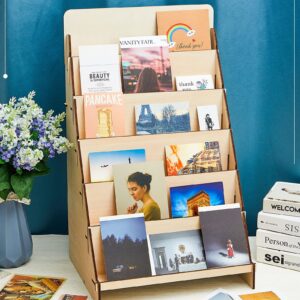 Wooden Greeting Card Display 6 Tier Sticker Display Stand Comic Book Display Wooden Portable Retail Table Display Stand Retail Counter Display Stand for Card Stickers Jewelry Soap Retail Showcase