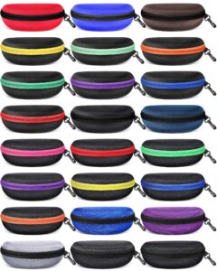 24 pcs sunglasses case portable travel hard shell zipper eyeglasses frame glasses case summer eyeglasses case sunglass case with plastic hook for women men