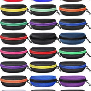 24 Pcs Sunglasses Case Portable Travel Hard Shell Zipper Eyeglasses Frame Glasses Case Summer Eyeglasses Case Sunglass Case with Plastic Hook for Women Men