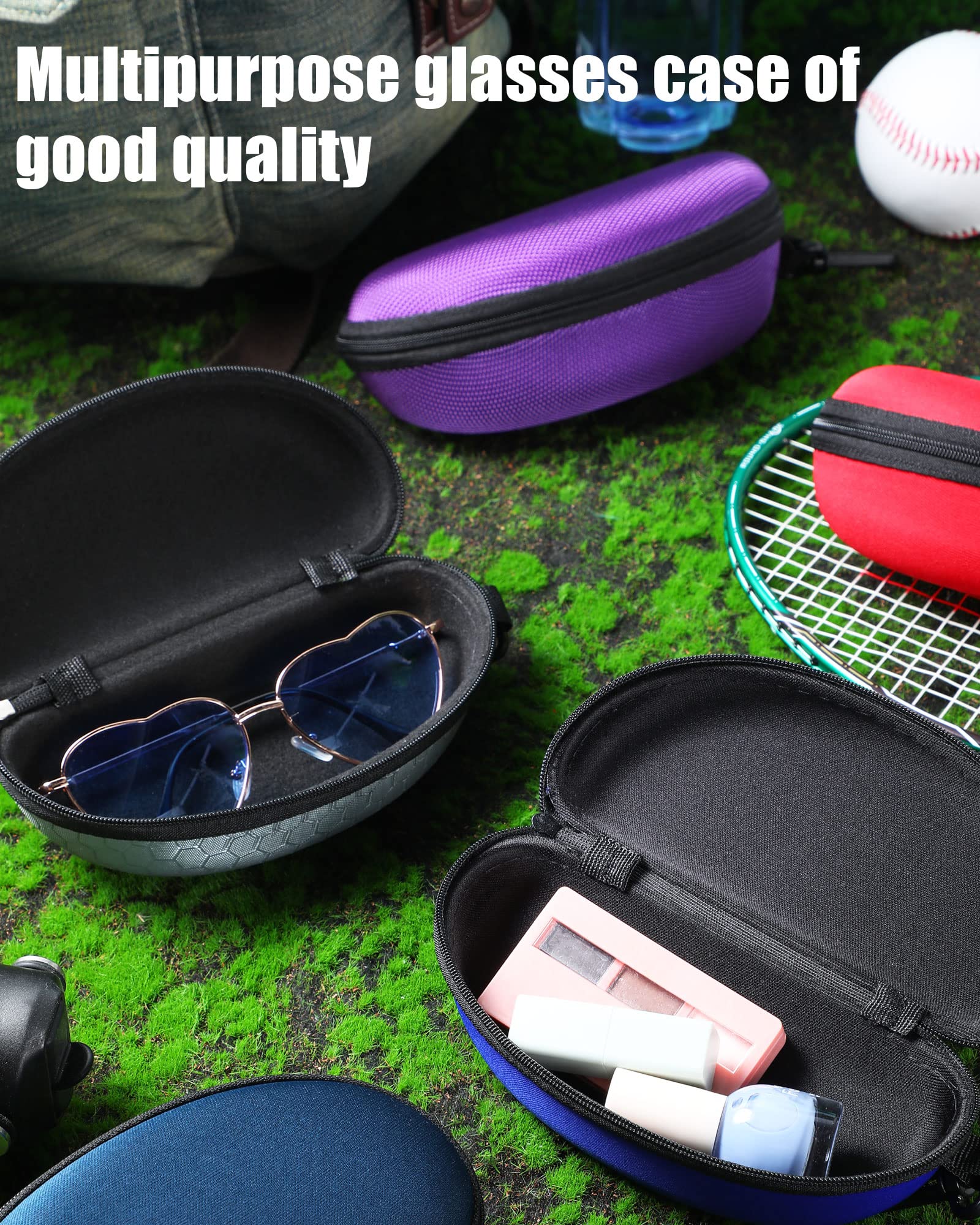 24 Pcs Sunglasses Case Portable Travel Hard Shell Zipper Eyeglasses Frame Glasses Case Summer Eyeglasses Case Sunglass Case with Plastic Hook for Women Men