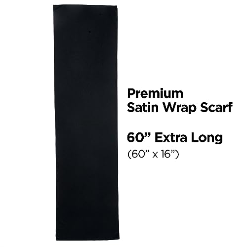 KISS COLORS & CARE Soft Satin Wrap Scarf - Black, Long Lasting, Multi-Purpose, Soft Premium Scarf For Minimizing Frizz, Preventing Breakage & Securing Hair Styles, Wigs & Weaves For All Hair Styles