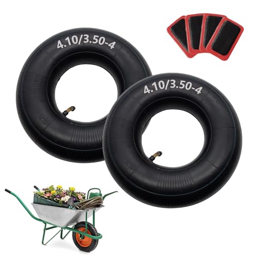 4.10/3.50-4 Tubes 4.10 3.50-4 Heavy duty Tire Inner Tube fits Hand Truck Electric Tricycle Wheelbarrows One-wheeled carts lawnmower and More Bending ValveTR-87 2-pack (4.10/3.50-4)