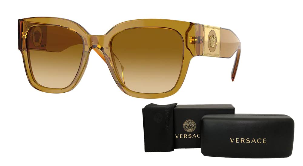 Versace VE4437U 53472L 54MM Transparent Honey/Light Yellow Gradient Orchre Pillow Sunglasses for Women + BUNDLE With Designer iWear Eyewear Kit