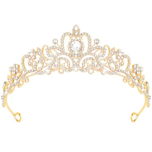 CIEHER Gold Tiara Crowns for Women Girls Princess Crown Tiaras for Women Tiaras for Girls Bridal Wedding Prom Quinceanera Birthday Crown Christmas Crown Gifts Hair Accessories for Women Girls