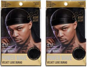 kiss colors & care power wave velvet luxe durag - black, breathable, stretchy velvet fabric ideal for wave formation & overnight comfort, stylish & practical for all hair types, 0.13 pounds