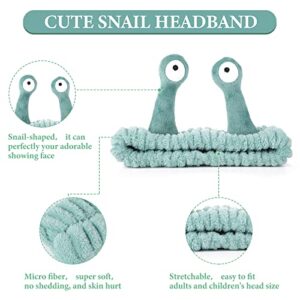 Molain Face Wash Headband, Palm and Snail Spa Hair Bands Makeup Headbands Women Cartoon Cute Coral Fleece Elastic Headband Creative Hair Accessories for Washing Face Shower Beauty Skincare