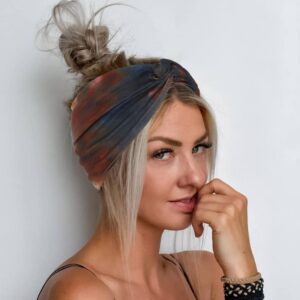 GORTIN Headbands for Women Wide Boho Headband Leopard Head Wraps Twist Turban Hair Bands Stretch Head Band Hair Accessories Pack of 4 (B-Fashion Tie-dye)