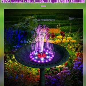 SZMP Solar Fountain 4W Bird Bath Fountains 2024 Upgraded 60LED Lights, Solar Powered Fountain Pump Built-in 4000 Battery with 7 Nozzle & 4 Fixer, Solar Water Fountain for Garden, Bird Bath, Pool, Pond