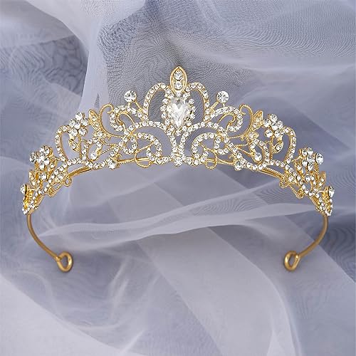 CIEHER Gold Tiara Crowns for Women Girls Princess Crown Tiaras for Women Tiaras for Girls Bridal Wedding Prom Quinceanera Birthday Crown Christmas Crown Gifts Hair Accessories for Women Girls