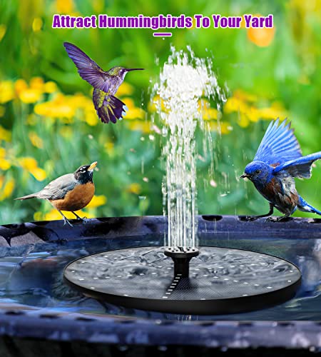 SZMP Solar Fountain 4W Bird Bath Fountains 2024 Upgraded 60LED Lights, Solar Powered Fountain Pump Built-in 4000 Battery with 7 Nozzle & 4 Fixer, Solar Water Fountain for Garden, Bird Bath, Pool, Pond