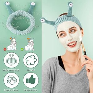 Molain Face Wash Headband, Palm and Snail Spa Hair Bands Makeup Headbands Women Cartoon Cute Coral Fleece Elastic Headband Creative Hair Accessories for Washing Face Shower Beauty Skincare