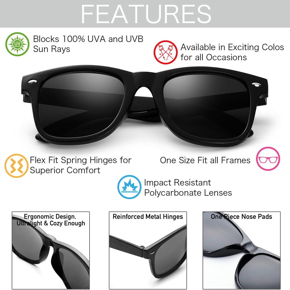 Dwenarry Black Sunglasses Bulk Party Sunglasses Retro Plastic Adult Black Shades Party Favor 12 Pack