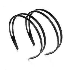 redanha 2 pieces plastic headband double row teeth comb hair band simple and chic hair hoop non-slip hair accessory for women girls daily dating decorations(black)