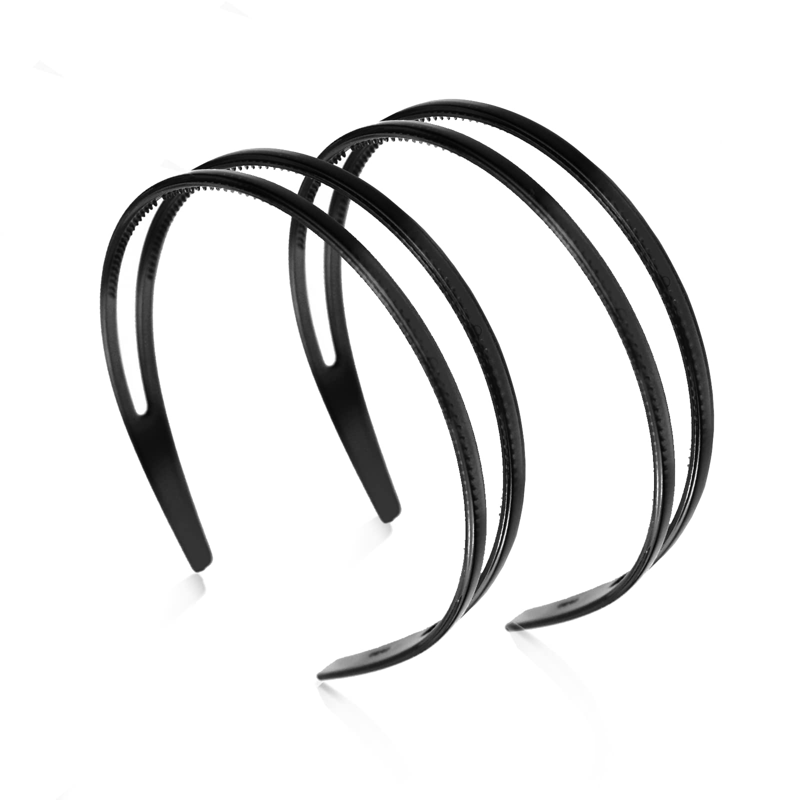 REDANHA 2 Pieces Plastic Headband Double Row Teeth Comb Hair Band Simple and Chic Hair Hoop Non-Slip Hair Accessory for Women Girls Daily Dating Decorations(Black)