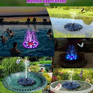 SZMP Solar Fountain 4W Bird Bath Fountains 2024 Upgraded 60LED Lights, Solar Powered Fountain Pump Built-in 4000 Battery with 7 Nozzle & 4 Fixer, Solar Water Fountain for Garden, Bird Bath, Pool, Pond