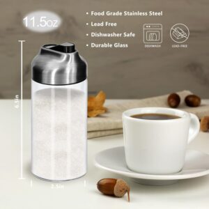 12 OZ Glass Sugar Dispenser with Pour Spout by Aelga, Weighted Pourer, for Coffee,Tea and Baking