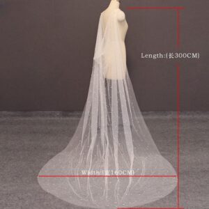 Ivory Long Wedding Shawl Cloak Pearl Veil Bead Bridal Capes For Bride (IVORY)