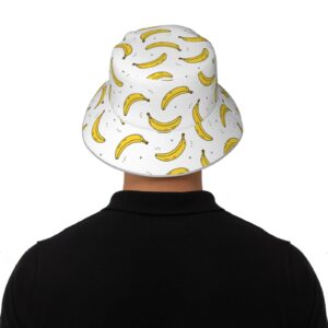 Bucket Hat Banana Yellow White Double-Side-Wear Reversible Sun Hat Beach Travel for Women Men