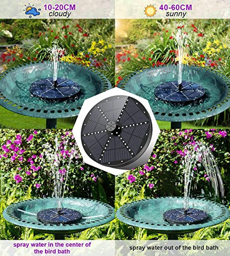 SZMP Solar Fountain 4W Bird Bath Fountains 2024 Upgraded 60LED Lights, Solar Powered Fountain Pump Built-in 4000 Battery with 7 Nozzle & 4 Fixer, Solar Water Fountain for Garden, Bird Bath, Pool, Pond