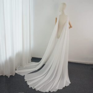 Detachable Chiffon Wedding Dress Wings Long Bridal Capes with Pin on Shoulder Bridal Accessory