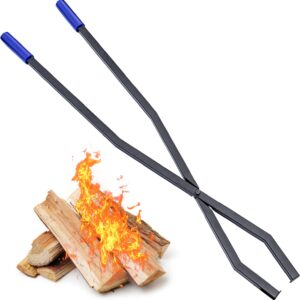 40'' Fire Tongs for Fire Pit Firewood Grabber Tool for Large Logs Outdoor Bonfire Campfire Backyard Deck Camping Heavy Duty Metal Log Grabber Rustproof Safely Moves Firewood