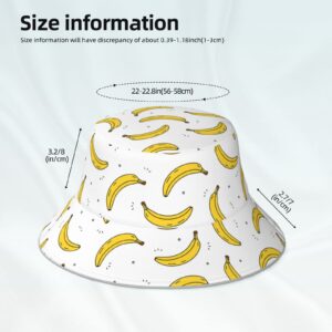 Bucket Hat Banana Yellow White Double-Side-Wear Reversible Sun Hat Beach Travel for Women Men