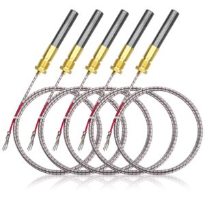 OCHIKI 5 Pcs 36" Thermopile Generator 750mv Fit for Fire Gas Stoves Heat Glo Gas Stoves Oven Water Heater Frying Furnace Gas Fireplace Thermopile Replacement, Aluminum