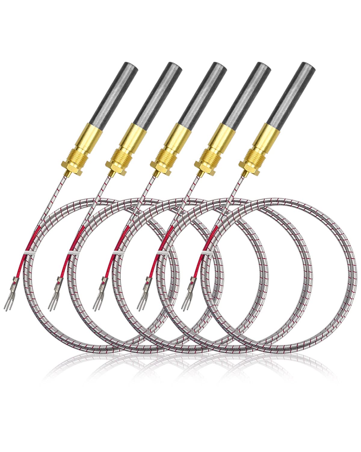 OCHIKI 5 Pcs 36" Thermopile Generator 750mv Fit for Fire Gas Stoves Heat Glo Gas Stoves Oven Water Heater Frying Furnace Gas Fireplace Thermopile Replacement, Aluminum