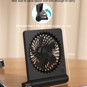 Tevelecin Small Desk Fan, 2000mAh Rechargeable USB Fan Battery Operated,Ultra Quiet, Strong Wind, 3 Speeds Travel Fan