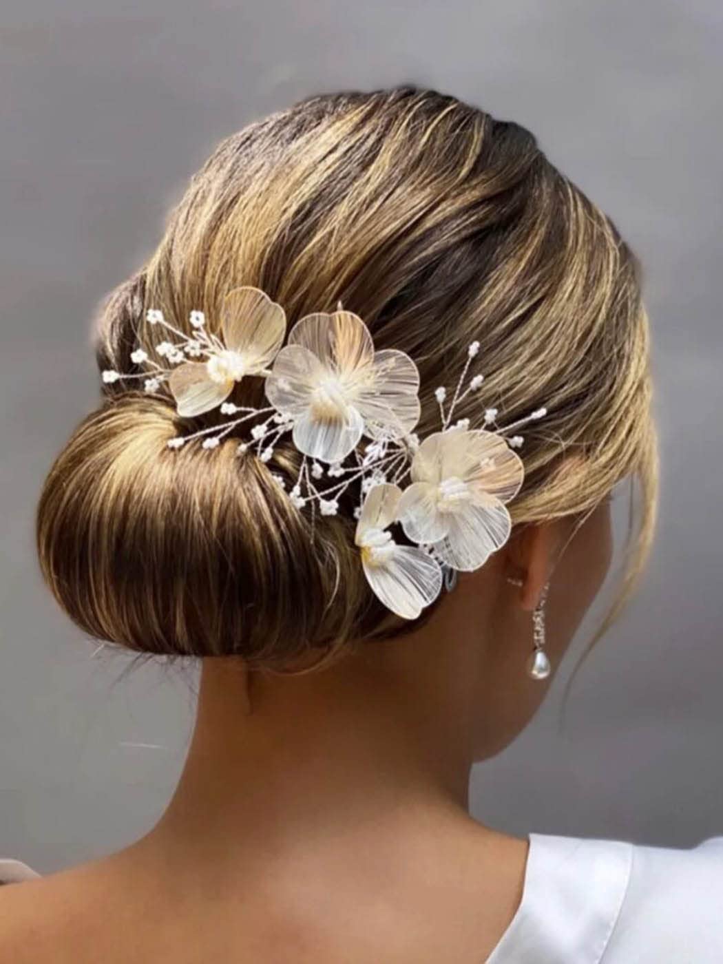 Catery Flower Bride Wedding Hair Vine Gold Floral Headband Pearl Bridal Headpiece Head Piece Hair Band Hair Accessories for Women and Girls