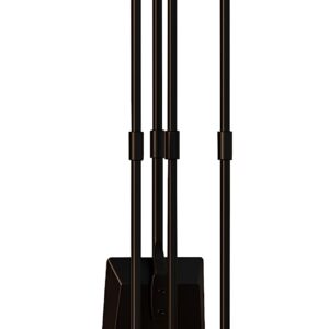 Fire Beauty Fireplace Tools Set 4 Pieces Black Wrought Iron Fire Tool Set for Outdoor/Indoor Include Poker, Shovel, Brush and Stand Accessories Set