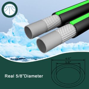 Heavy Duty Garden Hose 5/8" Super Flexible Water Hose with 10 Function Sprayer Nozzle 3/4" Solid Fittings Leakproof Hose 450 Burst PSI Watering Pipe Car Wash (50FT, Black+Green)