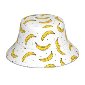 Bucket Hat Banana Yellow White Double-Side-Wear Reversible Sun Hat Beach Travel for Women Men