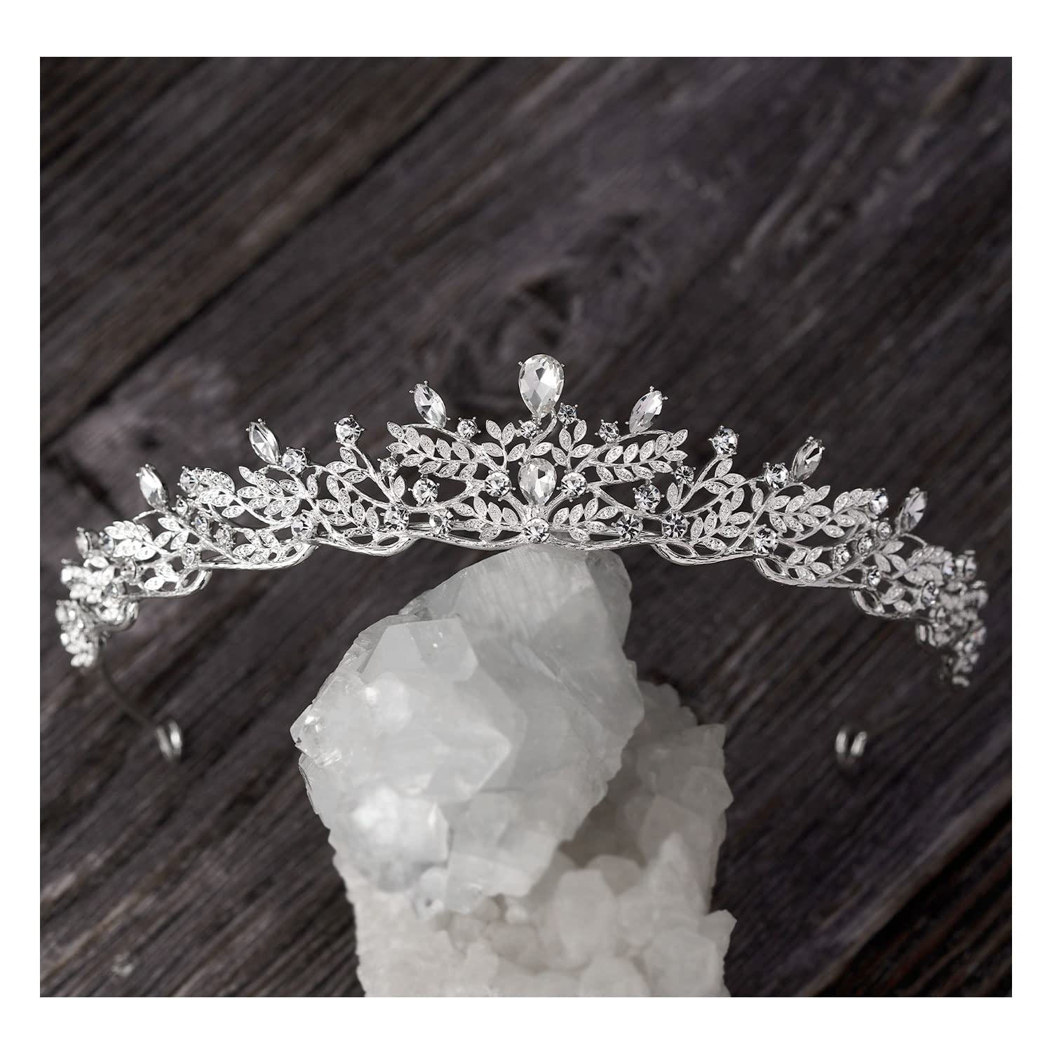 SWEETV Silver Tiara Crown for Women,Princess Tiaras for Girls,Crystal Retro Hair Accessories for Wedding Birthday Prom Pageant Quinceanera