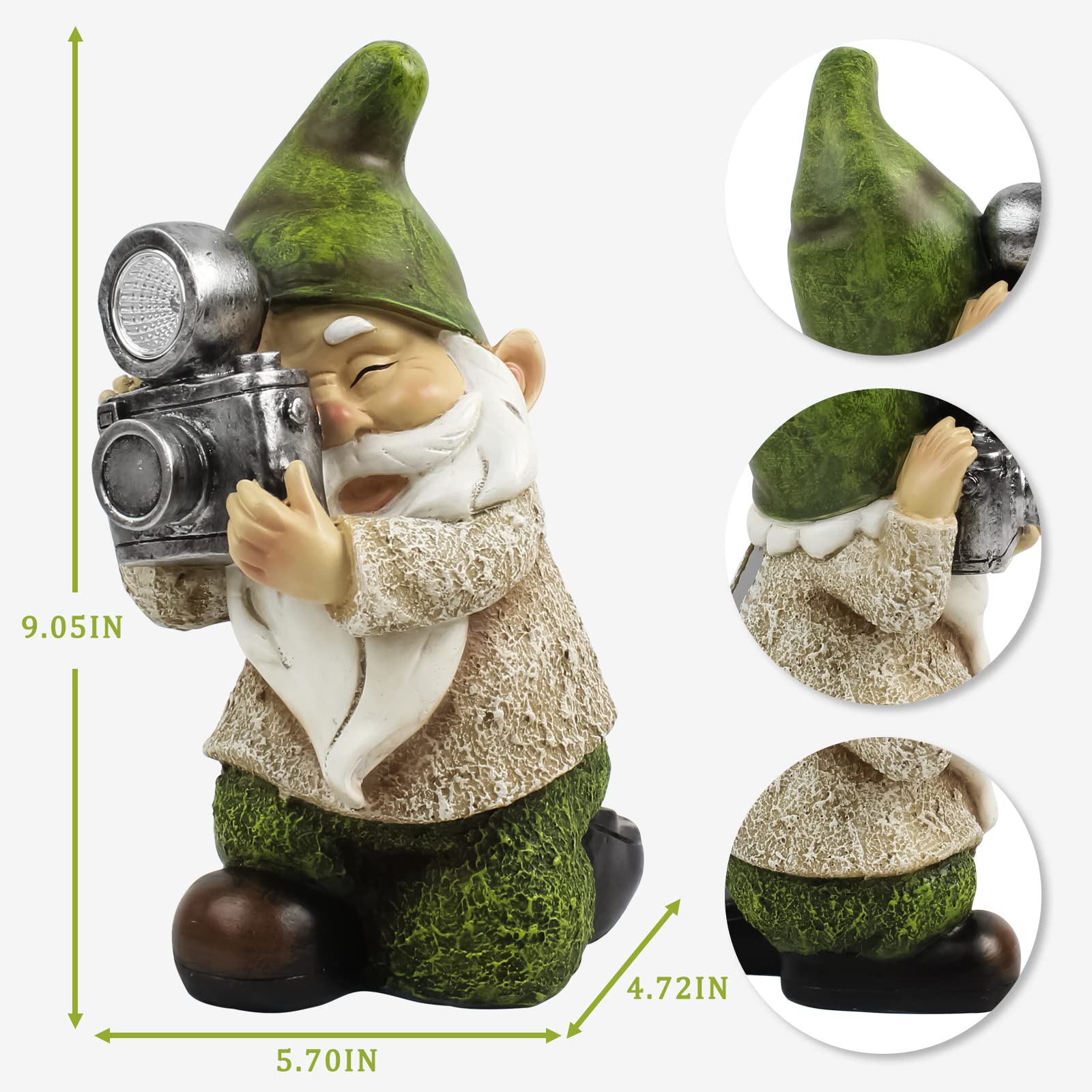 EPTUEGA Garden Gnome-Solar Statue Outdoor-Gnomes Decorations for Yard - Photography Pose Gnome for Yard Patio Lawn Garden Gifts