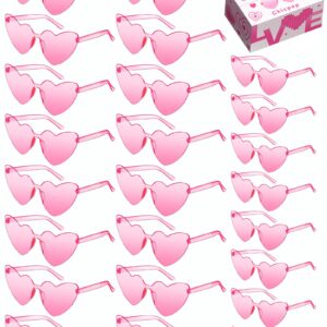 Chicpop 24 Pcs Heart Shaped Sunglasses Rimless Bachelorette Party Sunglasses Women Party Favor Accessories for Girl