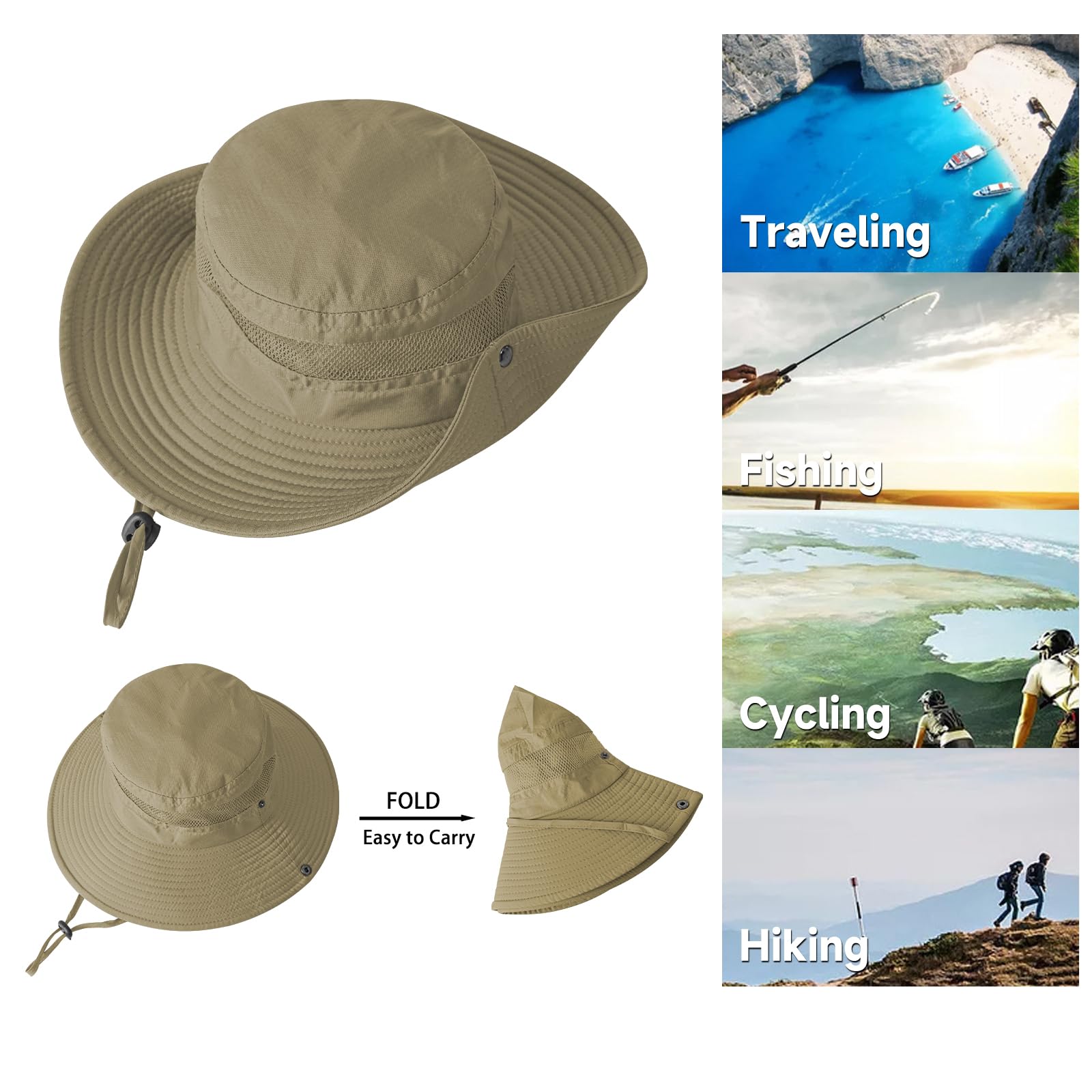 ZOORON Sun Hats for Men Women Fishing Hat UPF 50+ Wide Brim Bucket Hat Summer with UV Protection for Hiking Beach Hats