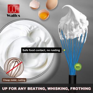 Walfos Whisk, Silicone Whisk Heat Resistant (480°F) Kitchen Whisks Set of 4- Professional Whisks For Cooking Non Scratch, Balloon Egg Wisk Perfect for Frothing, Blending, Beating