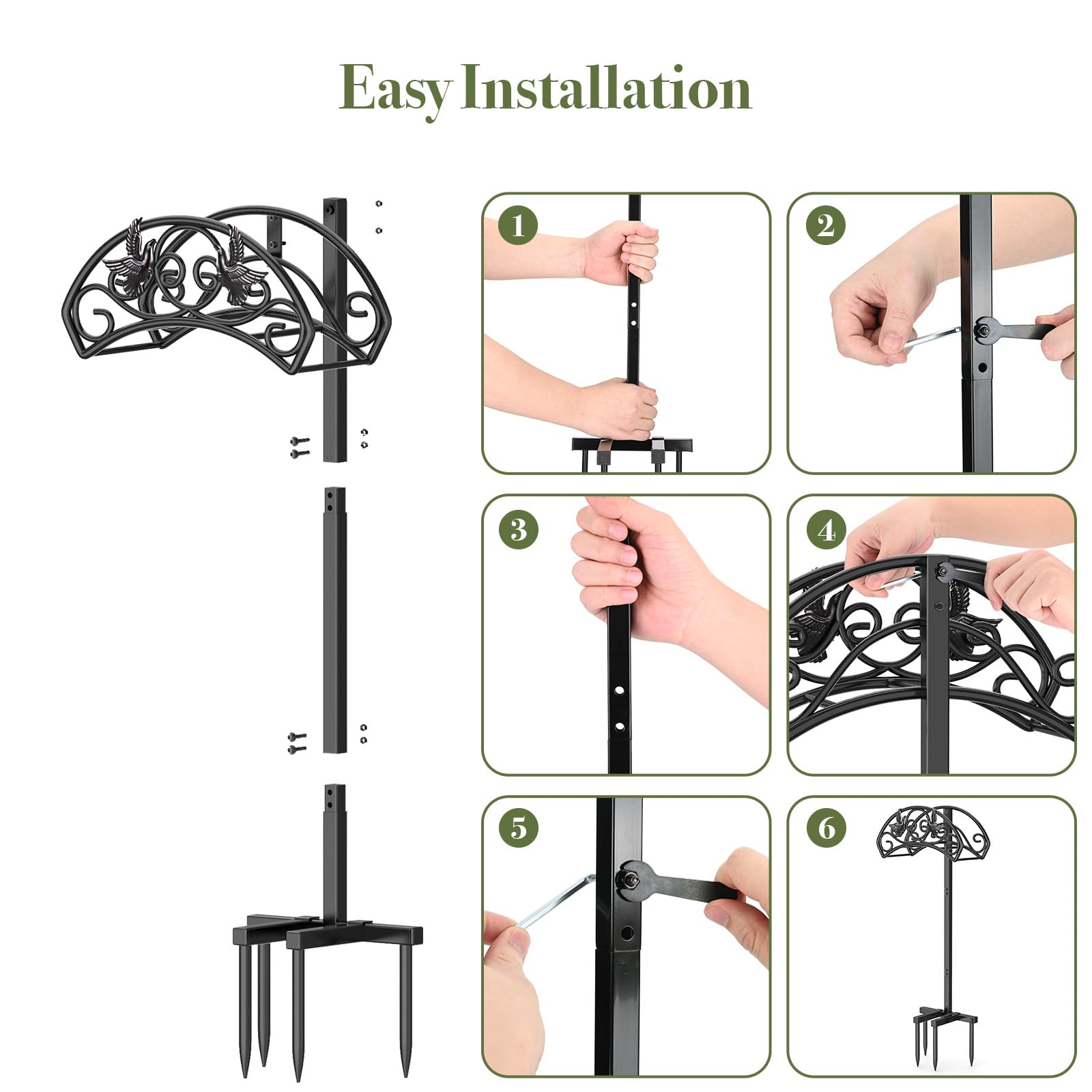 Winpull Garden Hose Holder Detachable Water Hose Holder Hose Hanger, Heavy Duty Metal Hose Holder Freestanding Hose Stand Hose Organizer Hose Holders for Outside (Black)