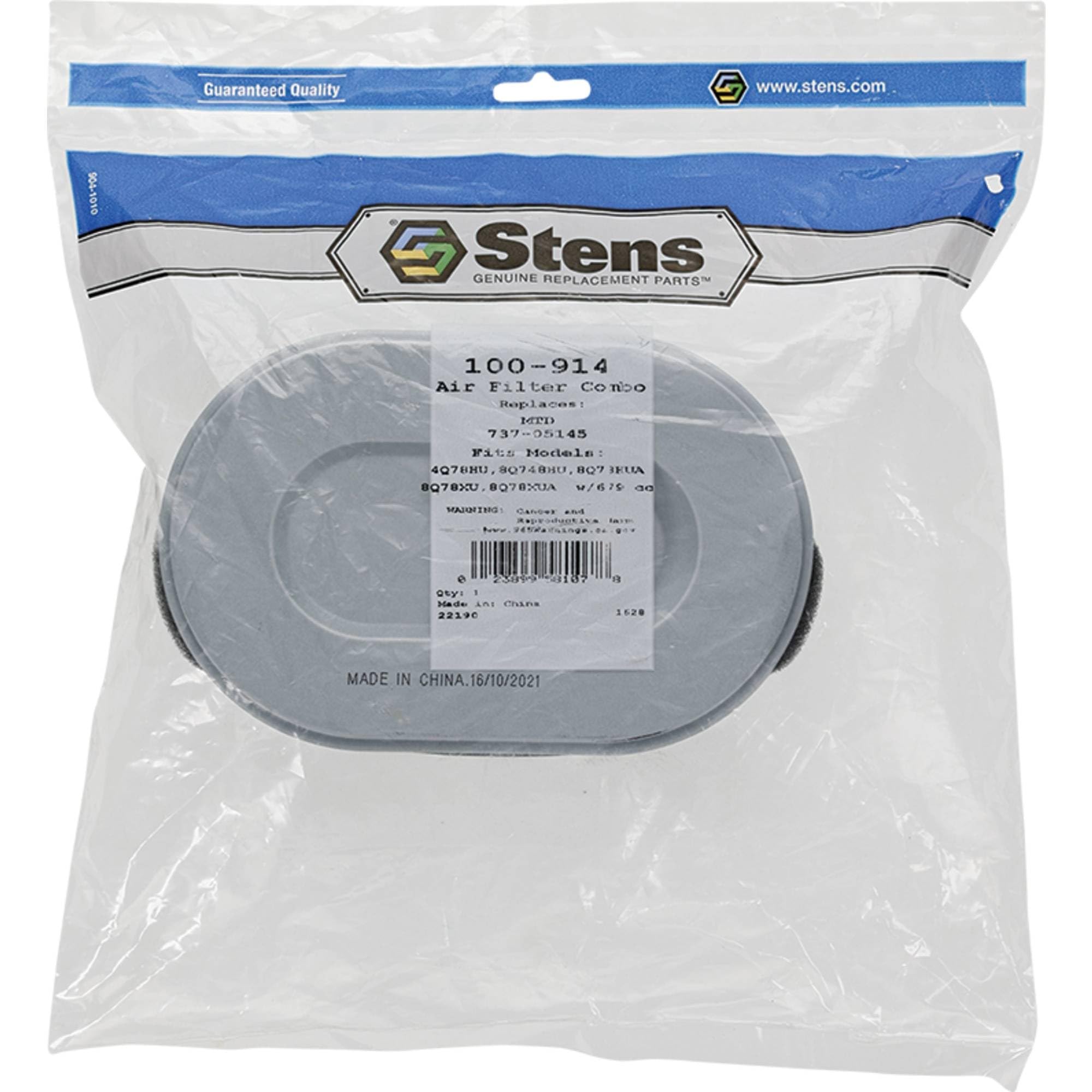 Stens 100-914 Air Filter Combo Compatible with/Replacement for MTD 4Q78HU 679cc, 8Q78HU 679cc, 8Q78HUA 679cc, 8Q78XU 679cc, 8Q78XUA 679cc 737-05145 2 5/16" Height, 6 3/4" Length, 4 1/4" Width