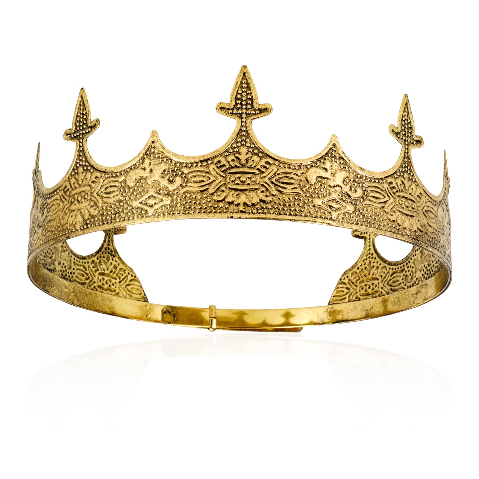 TOBATOBA Gold King Crowns for Men, Medieval Crown Royal Crown, Medieval Renaissance Costume Men, Prince Crown Birthday Crown Boy, Hair Accessories for Birthday Prom Halloween Costume Cosplay