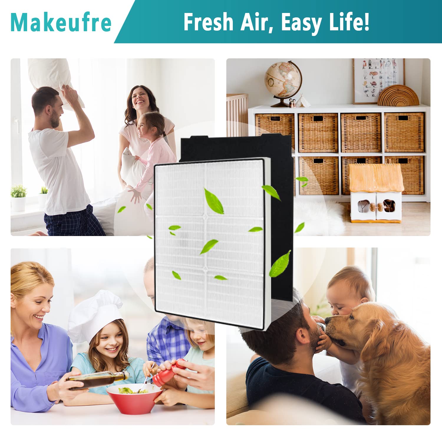 Makeufre AP510 & AP450 Filter Replacement, Compatible with Whirlpool Whispure AP450, AP510, AP51030K, AP51030KB, AP45030K, WP500, WP1000 Air purifiers, Item NO#8171434K&1183054 (5)