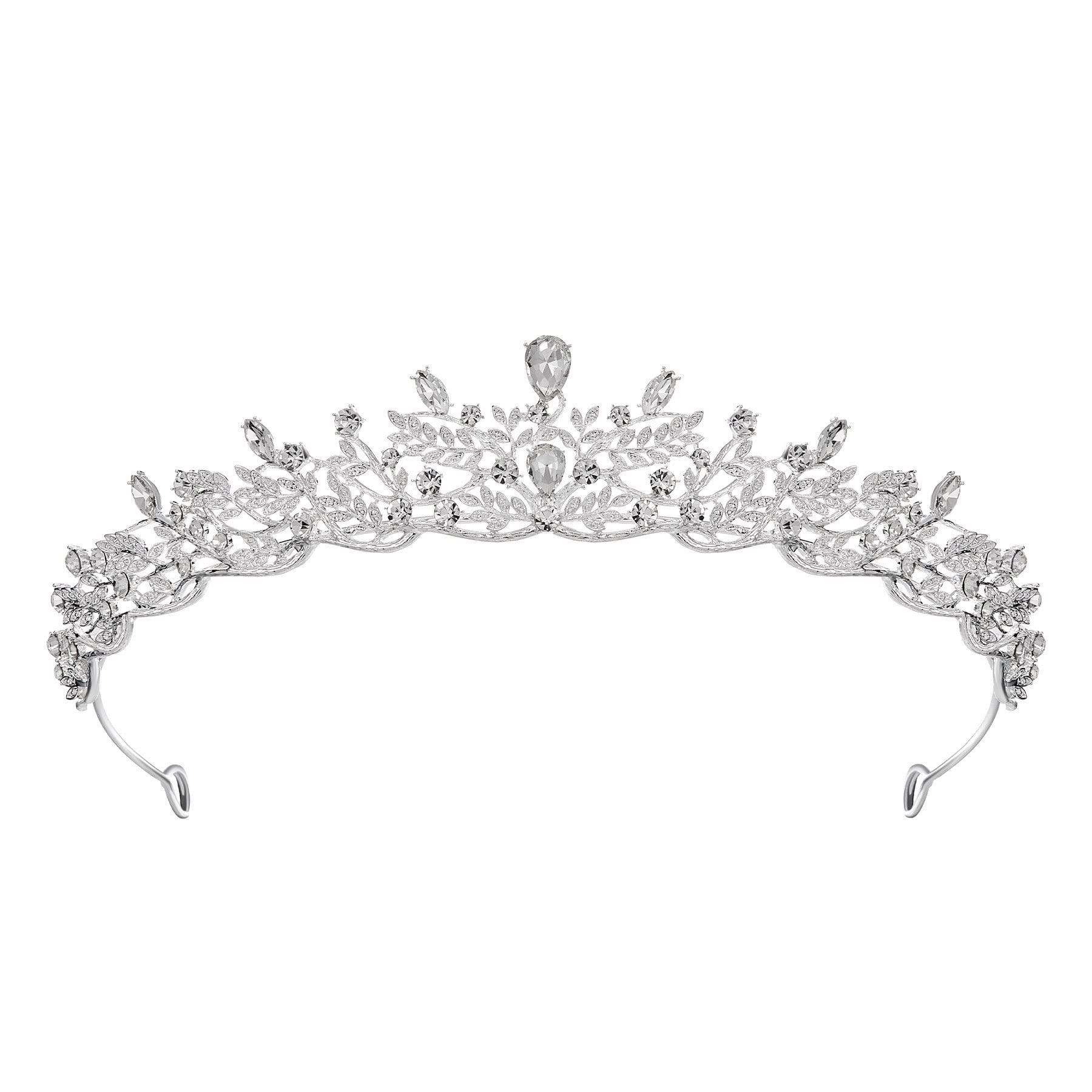 SWEETV Silver Tiara Crown for Women,Princess Tiaras for Girls,Crystal Retro Hair Accessories for Wedding Birthday Prom Pageant Quinceanera