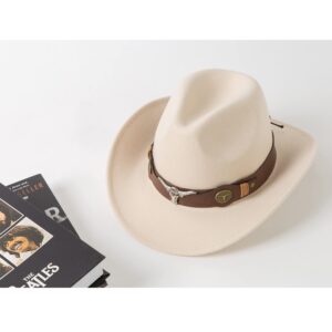 Zokunari Womens 2 Pack Western Style Cowboy Hats with Wide Belt Buckle Beige+Khaki