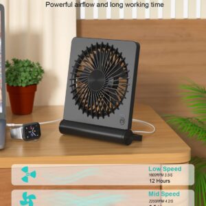 Tevelecin Small Desk Fan, 2000mAh Rechargeable USB Fan Battery Operated,Ultra Quiet, Strong Wind, 3 Speeds Travel Fan