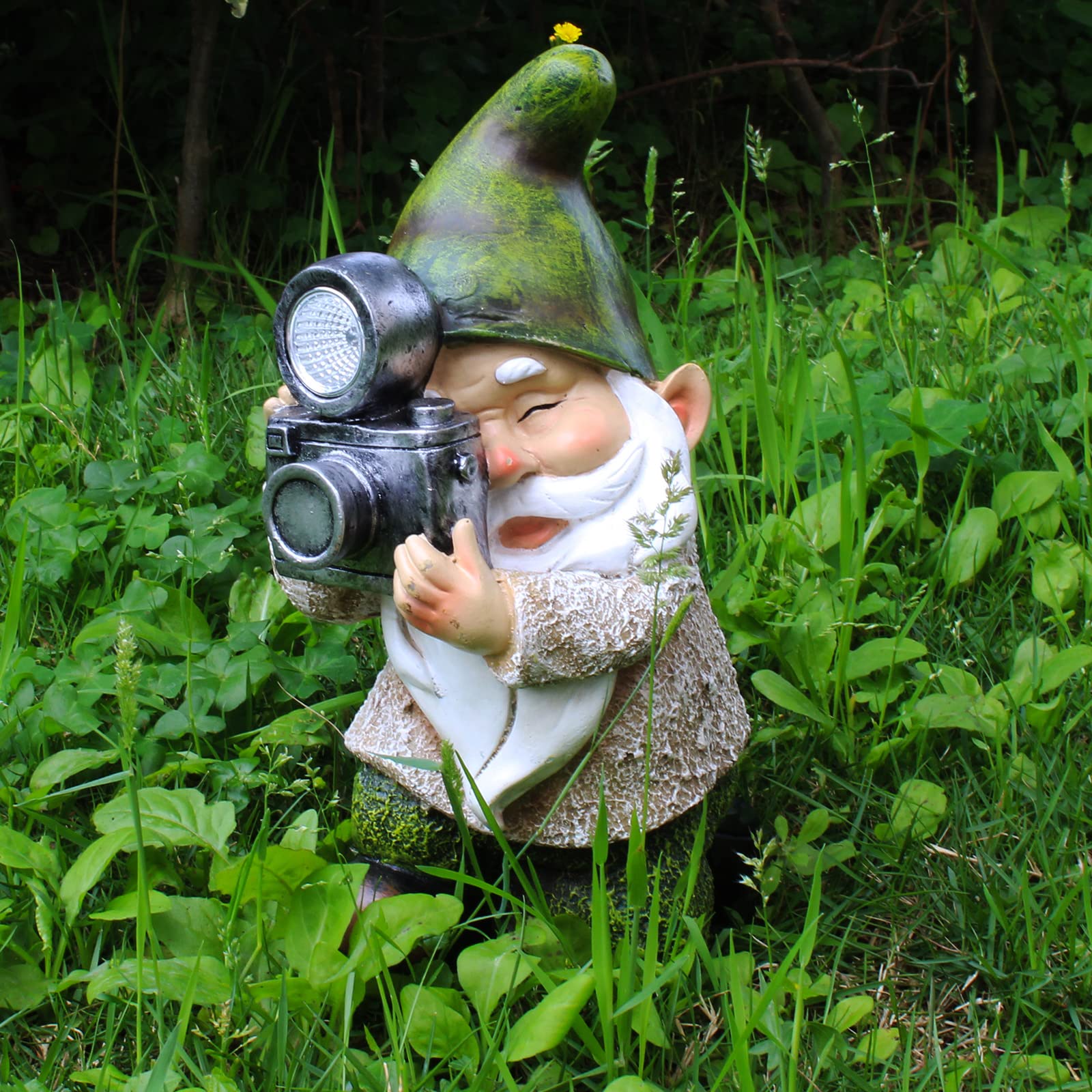 EPTUEGA Garden Gnome-Solar Statue Outdoor-Gnomes Decorations for Yard - Photography Pose Gnome for Yard Patio Lawn Garden Gifts